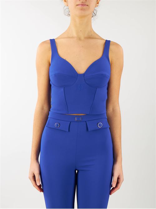 Bustier top in stretch crêpe with embroidery Elisabetta Franchi ELISABETTA FRANCHI | Top | TO01041E2828